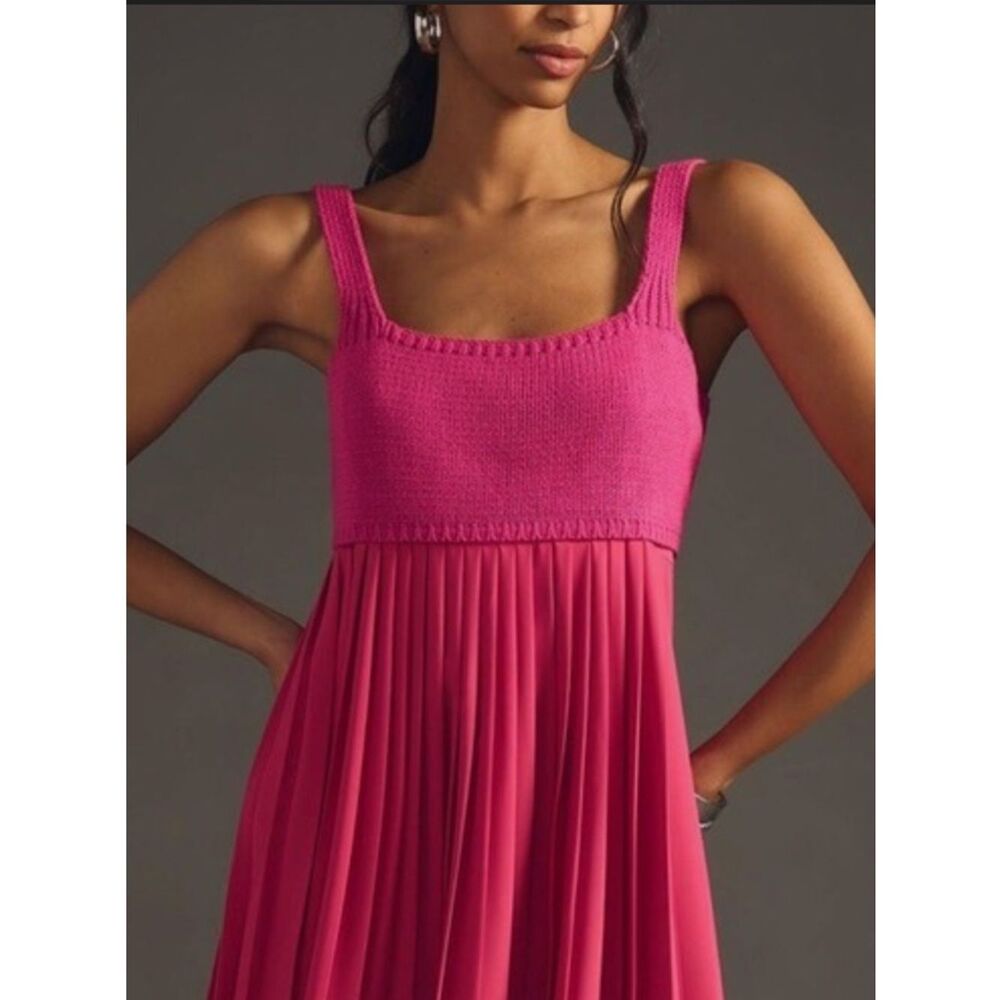 Anthropologie x Mare Mare Magenta Knit Crop Tank Top Medium